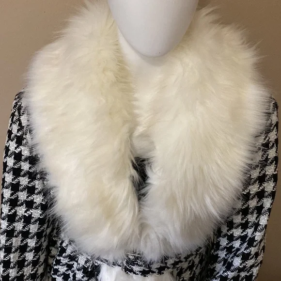 Woman's Azalea Wang Faux Fur Checker Winter Coat - Black & White - Size XL - Picture 8 of 16